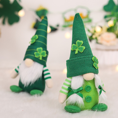 Irish National Day Clover Couple Doll Faceless Old Man Dwarf Doll Festival Decoration Props