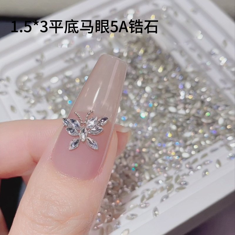 Mini Micro Zirconium Horse Eye Zircon Nail Art Diamond Sharp Bottom Flash 5A Flat Bottom Inverted Diamond Mixed Nail Decoration