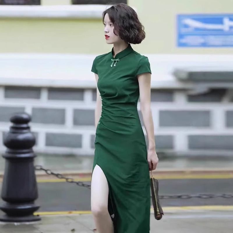 5093 New Chinese Style Tang Suit Women's Summer Chinese Style Dress Elegant Socialite High-End Improved Cheongsam Dress