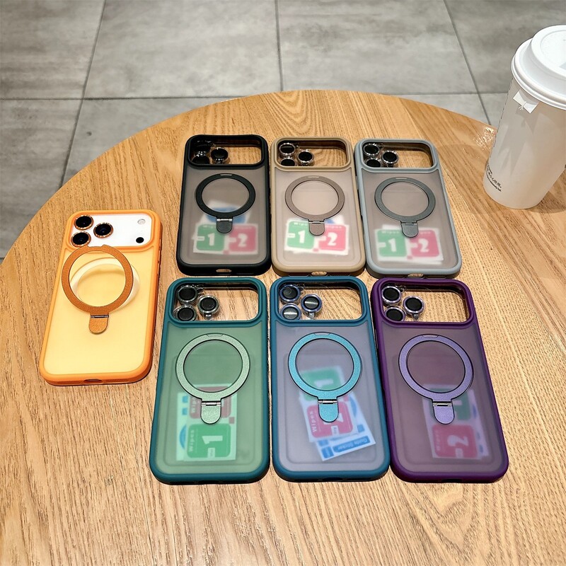 适用iPhone17Promax手机壳磨砂肤感苹果16磁吸支架全包防摔保护套|undefined