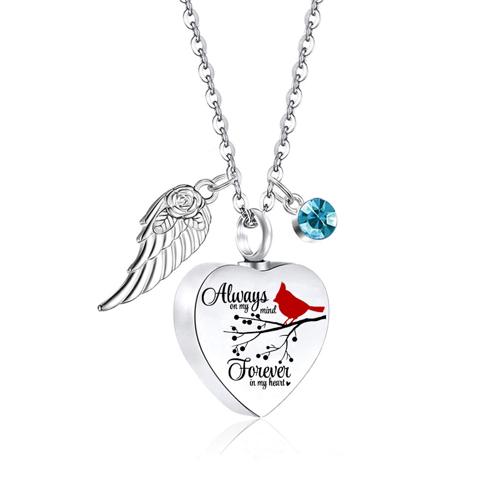 AliExpress de acero inoxidable torcido melocotón en forma de corazón collar de hombres y mujeres de estilo europeo y americano ataúd cinerario letras conmemorativas colgante de amante de mascotas