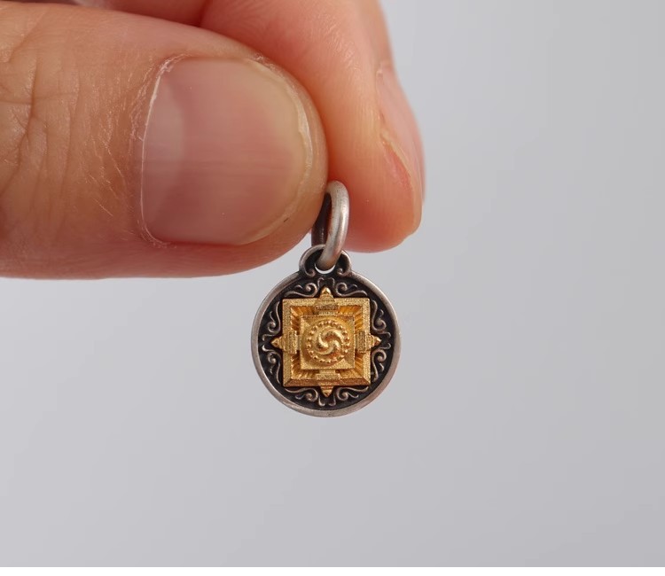 Xizang-Style Golden Pendant with Ethnic Woven Bracelet, DIY Bead Spacer, Necklace Side Charm