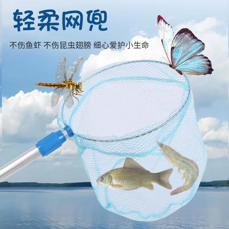 儿童抄网全套小抄网小桶捞小鱼虾蝌蚪蝴蝶网兜折叠捕虫网玩具