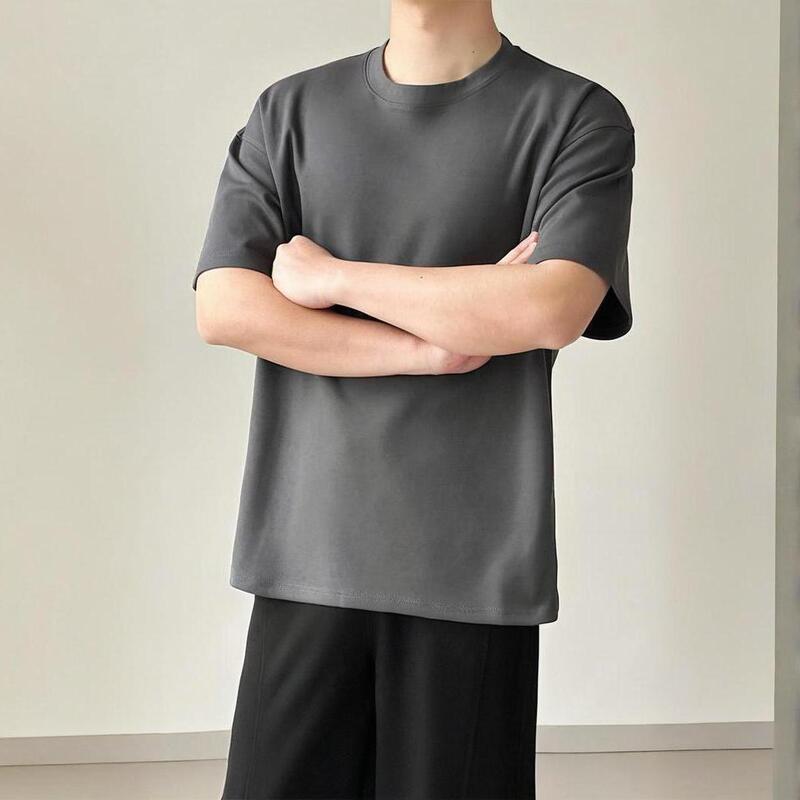 2025 春夏新作通気性クール Tシャツ高密度ニット高重量半袖ヘビーコットン無地イン|undefined