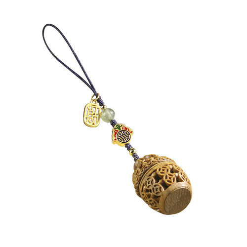 Green Sandalwood Polybag Coin Incense Sachet with Hollow Carved Design Phone Bag Keychain Decor for Live Streaming Supply