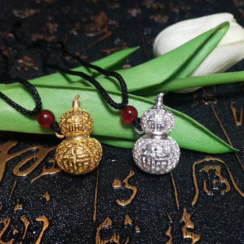 Gold-Plated Pendant Necklace With Hollow Design, Double Happiness, Gourd For Men And Women, Couple's Gift, Live_voghion.com