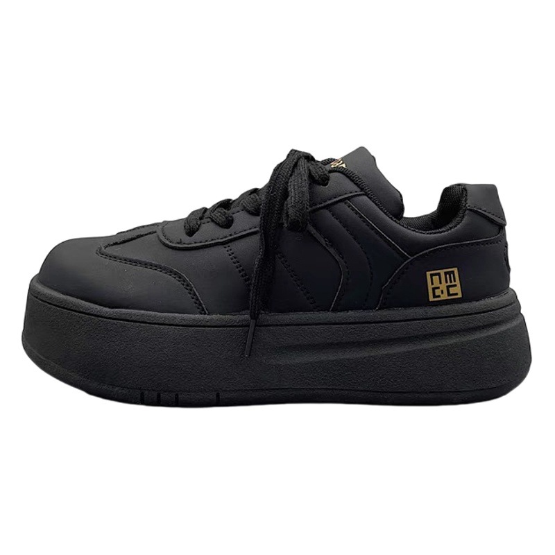 Zapatillas deportivas retro alemanas Melard negras de suela gruesa para mujer, novedad primavera 2025, versátiles y con plataforma para aumentar la altura.