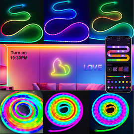 跨境跑马灯灯带led造型灯户外RGB流水彩灯DIY霓虹灯5V硅胶氛围灯