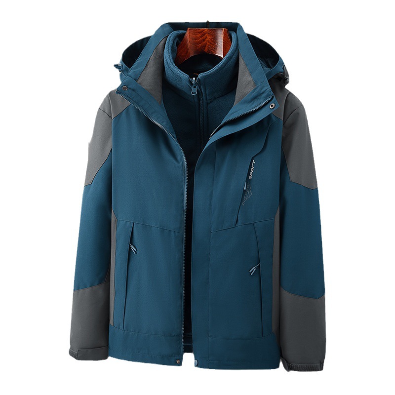 3 - en - 1 ropa de asalto para hombres al aire libre dos piezas de relleno de terciopelo interior otoño invierno montañismo impresión de logotipo fijo ropa de trabajo mujer