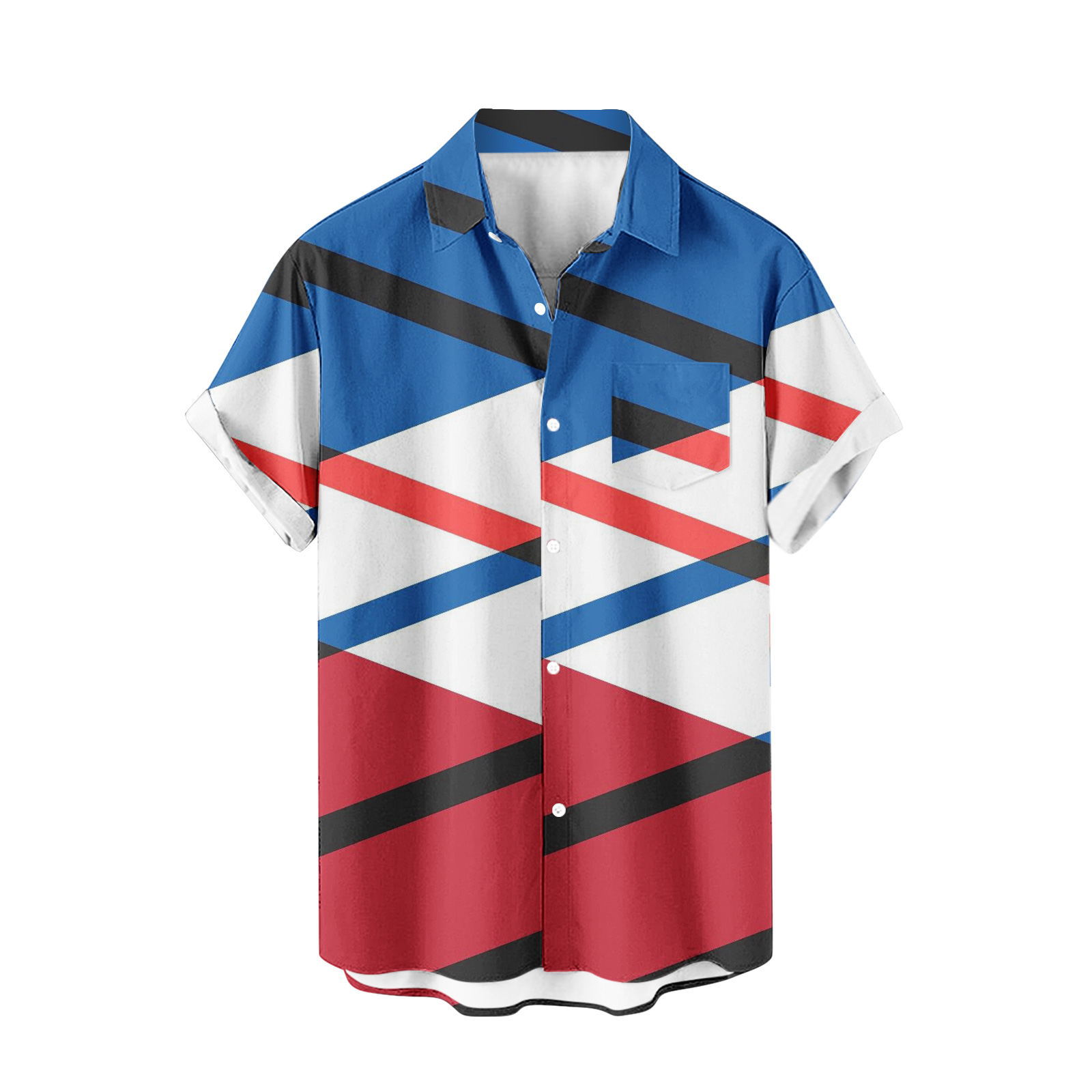 Venta caliente para hombres nueva camisa de manga corta 3D impresión digital moda casual Hawaii playa solapa para hombres