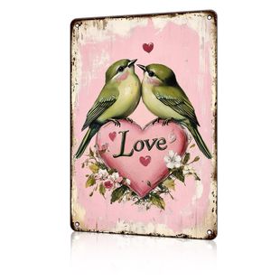 Valentine's Day Decorative Tin Paintings, Heart-Themed Couple-Themed Metal Hanging Paintings, Retro-Style Love Wall Decoration Gifts