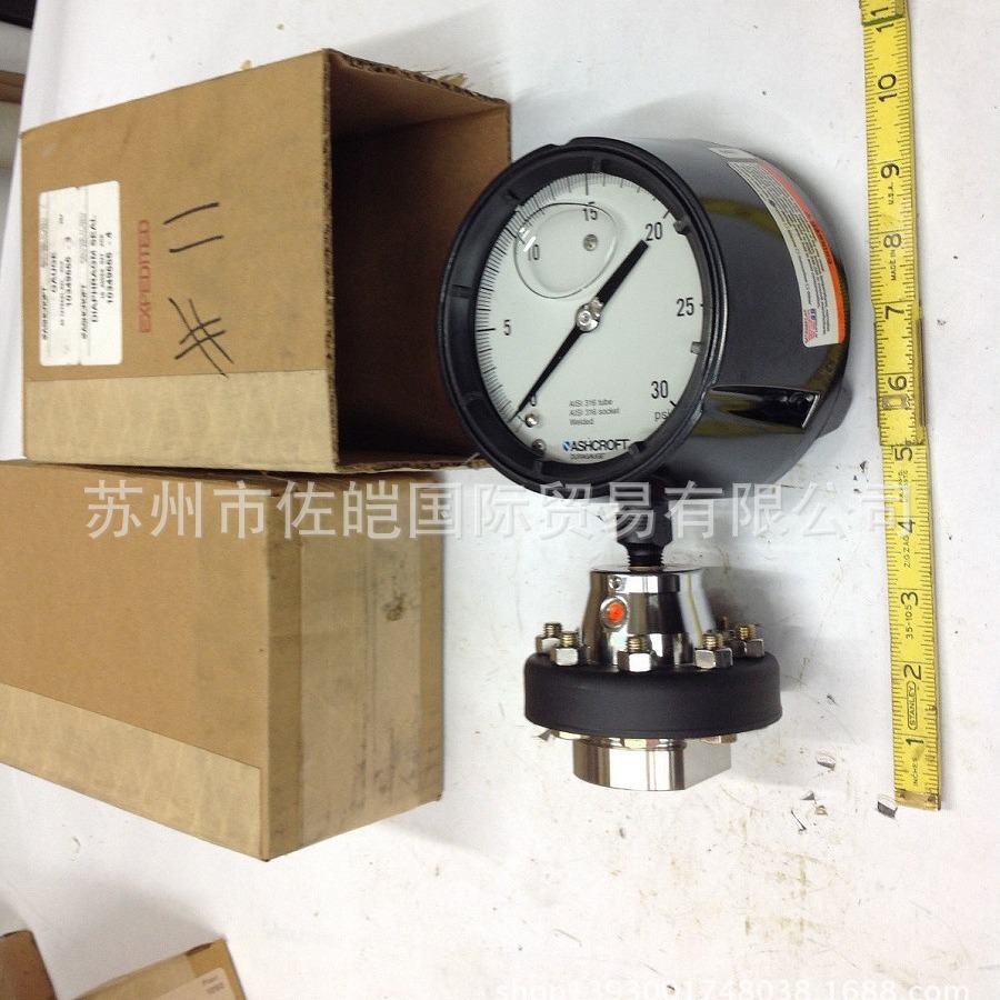 美国ASHCROFT雅斯科品牌100-101螺纹隔膜式压力表 通过NACE认证