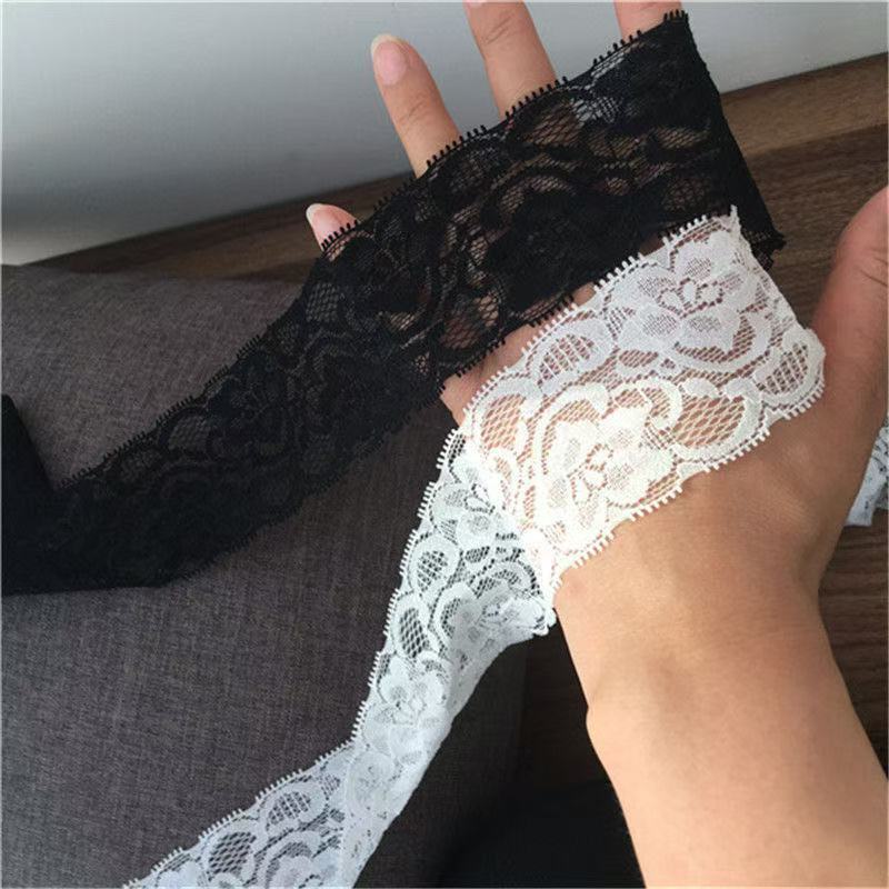 4.5cm Wide Black and White Micro-Elastic Jacquard Lace Blindfold Gauze Clothing Accessories Shoulder Straps DIY Handmade Decoration