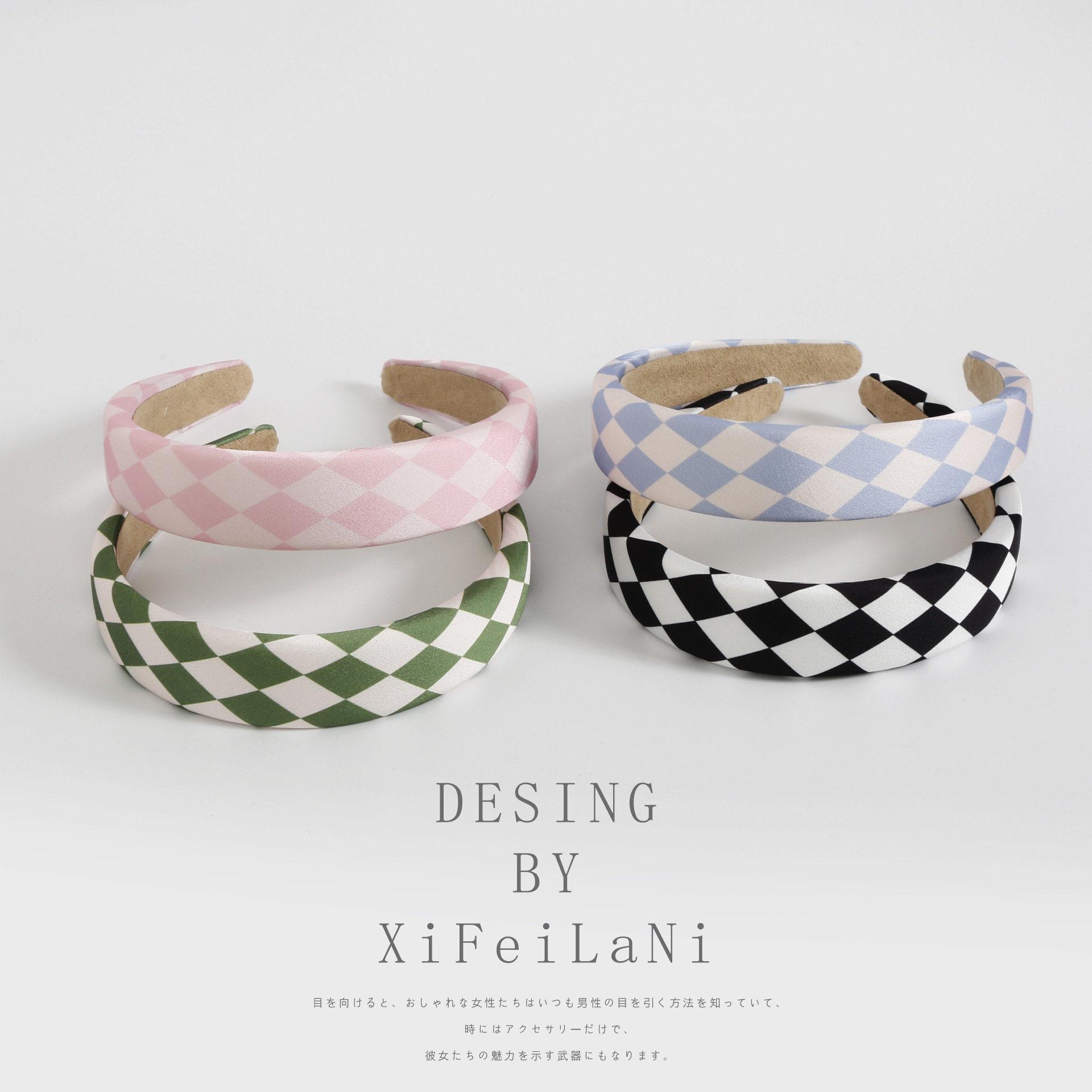 2024年網紅新款黑白棋盤格發箍女韓版百搭外出束髮壓發頭飾髮飾女