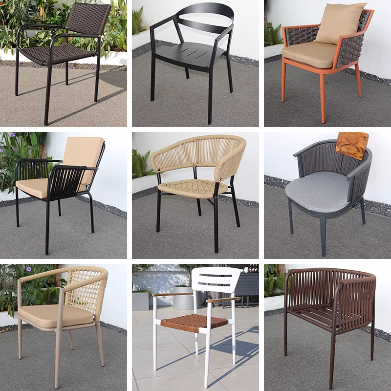 Sillas al aire libre nórdicas patio al aire libre villa silla de jardín silla de relajación silla de comedor de aluminio de caña