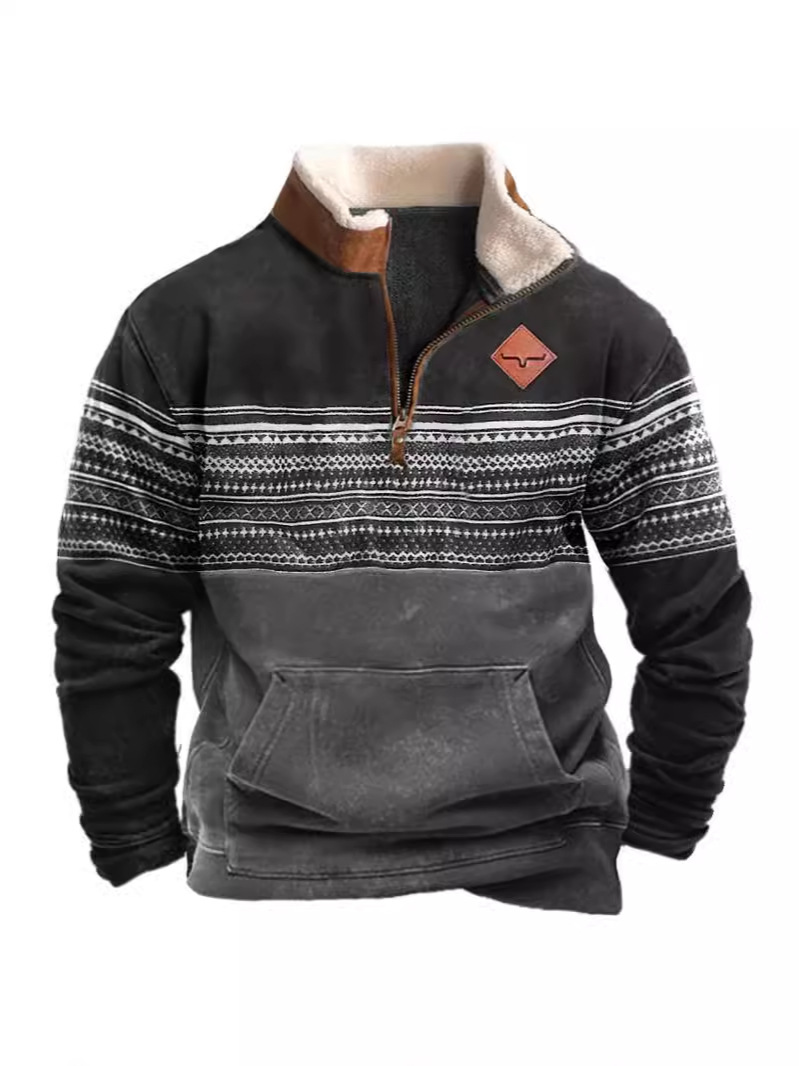 retro ethnic sweatshirt with zipper