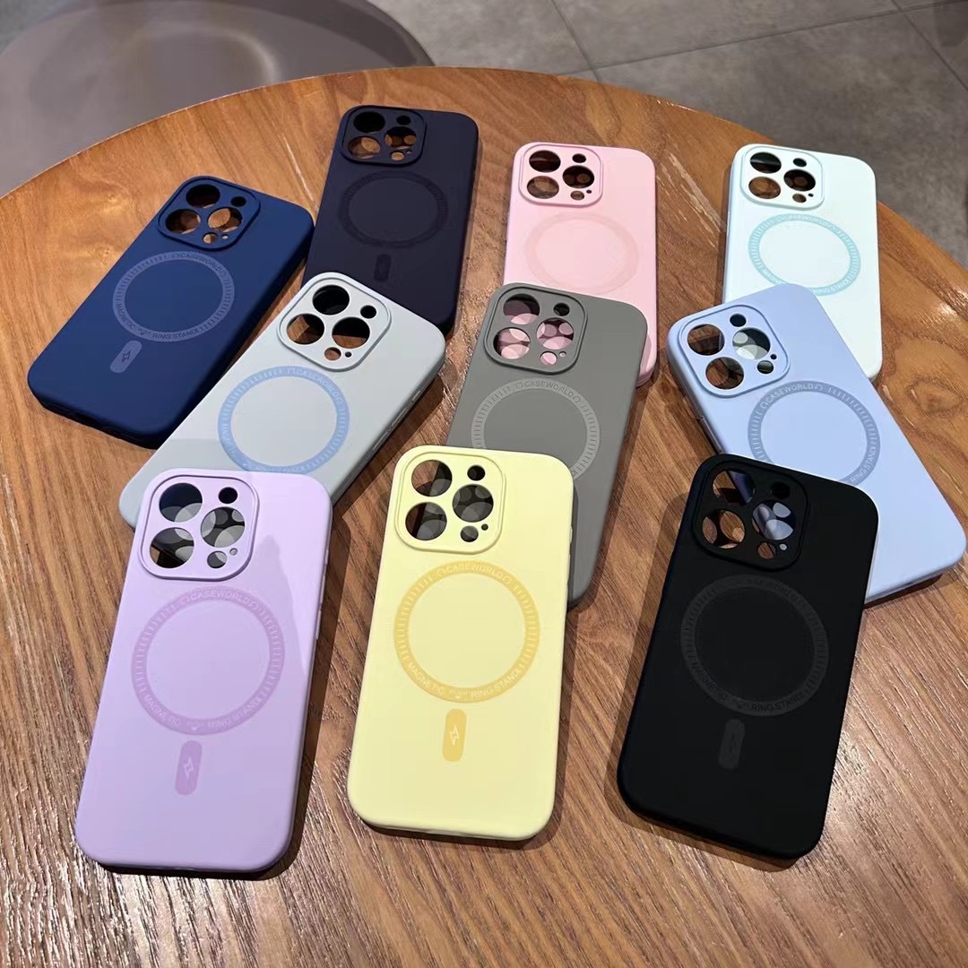 Liquid Magnetic Suction Suitable for Iphone17 Mobile Phone Case Apple 16 Pure Color Silicone 15 Fine Hole Skin-Feel Eye Protection Cover
