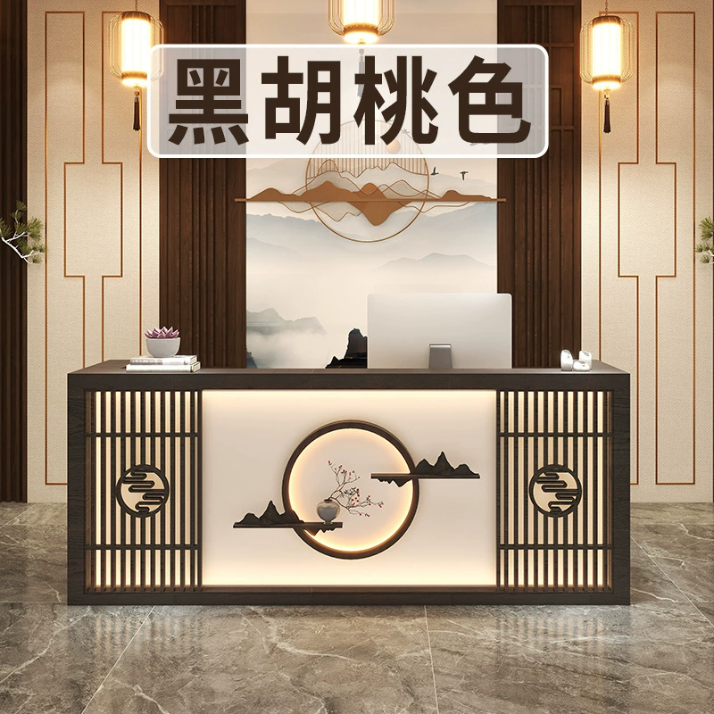 Новый китайский стиль, ретро-бар, ресторан, отель, чайный домик, касса из цельного дерева, медицинский центр, стойка регистрации, стойка для одежды