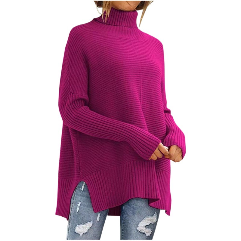 Transfronteriza europea y americana Amazon Otoño e Invierno suéter de cuello alto estilo perezoso de las mujeres Batwing manga suelta suéter de moda
