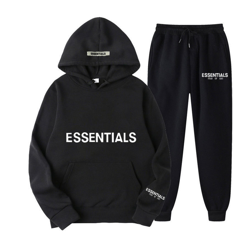 FEAR OF GOD Essentials fashion brand set with chest logo print, couple's two-piece sweatshirt set F FEAR OF GOD Essentials fashion brand set with chest logo print, couple's two-piece sweatshirt set F