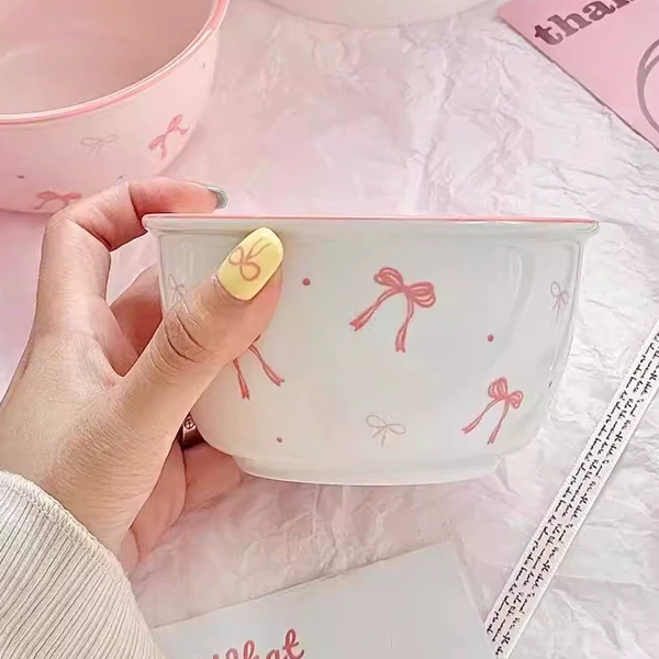 4.5-inch rice bowl [white bow] 2 pieces