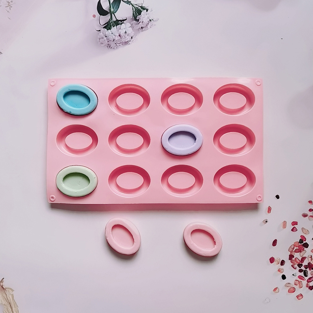 12 donuts elípticos 49 molde de silicona pastel helado pudín molde de postre jabón utensilios
