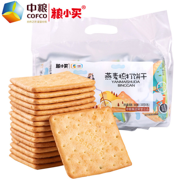 中粮粮小买燕麦梳打 苏打饼薄脆休闲零食补点葱香原味300克袋装 饼干 休闲零食 食品 超值零食 怀旧零食 都市之家严选 为消费者严选天下优品
