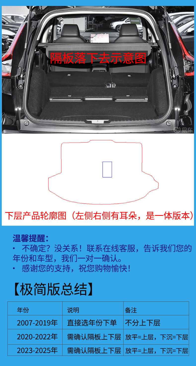 Suitable for Honda CRV Trunk Mat Anti-Dirty Waterproof High Side Tail Mat