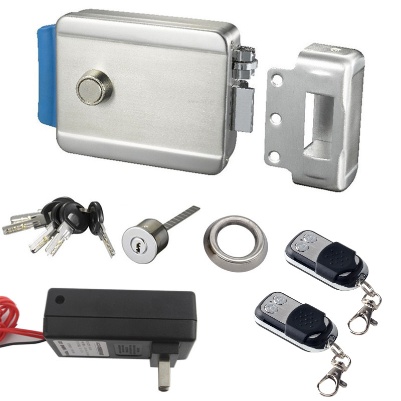 304#不锈钢电控锁带遥控 无线远程开锁 大门木门铁门不锈钢门锁