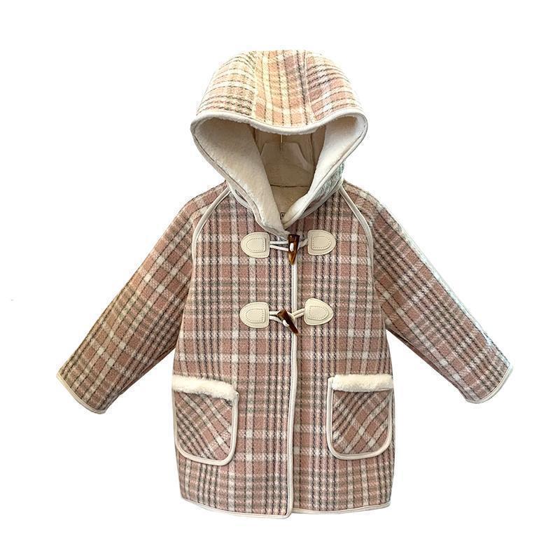 女の子ウールコートプラスベルベット秋冬服2025新しい女の赤ちゃん韓国風子供服ファッショナブルな韓国風コート子供と中学生向け|undefined