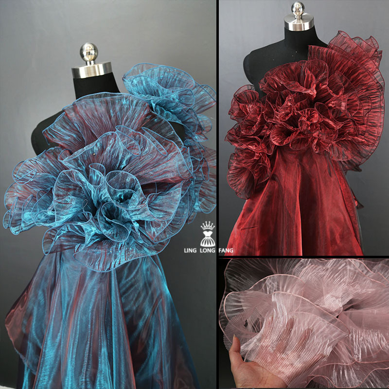 大波浪花边 透明百褶荷叶边布料婚纱礼服童装辅料diy设计师面料