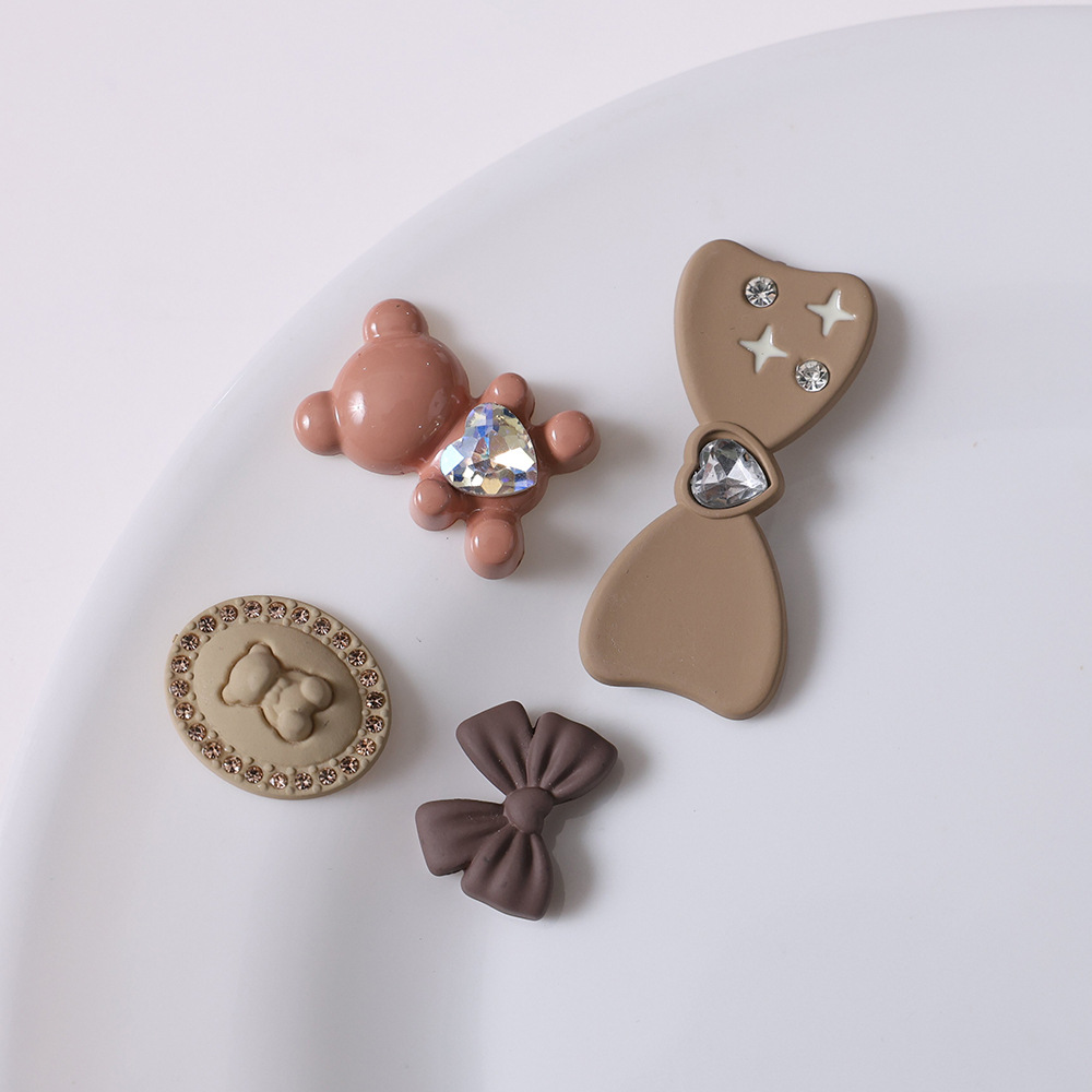 树脂卡通小熊蝴蝶结配饰 DIY手机壳洞洞鞋鞋花水杯发夹装饰配件批