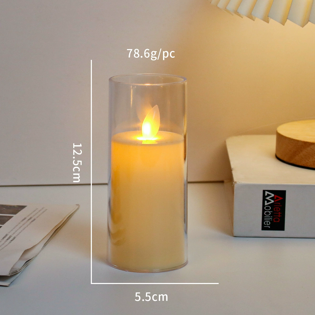LED-свеча (Jiaye) бездымная мерцающая, пульт управления и батарейные модели, различные размеры 5.5–7.5×10–25 см