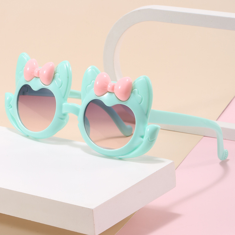 可爱女宝宝猫咪彩色拍照派对太阳镜旅游防晒卡通动漫儿童幼儿墨镜