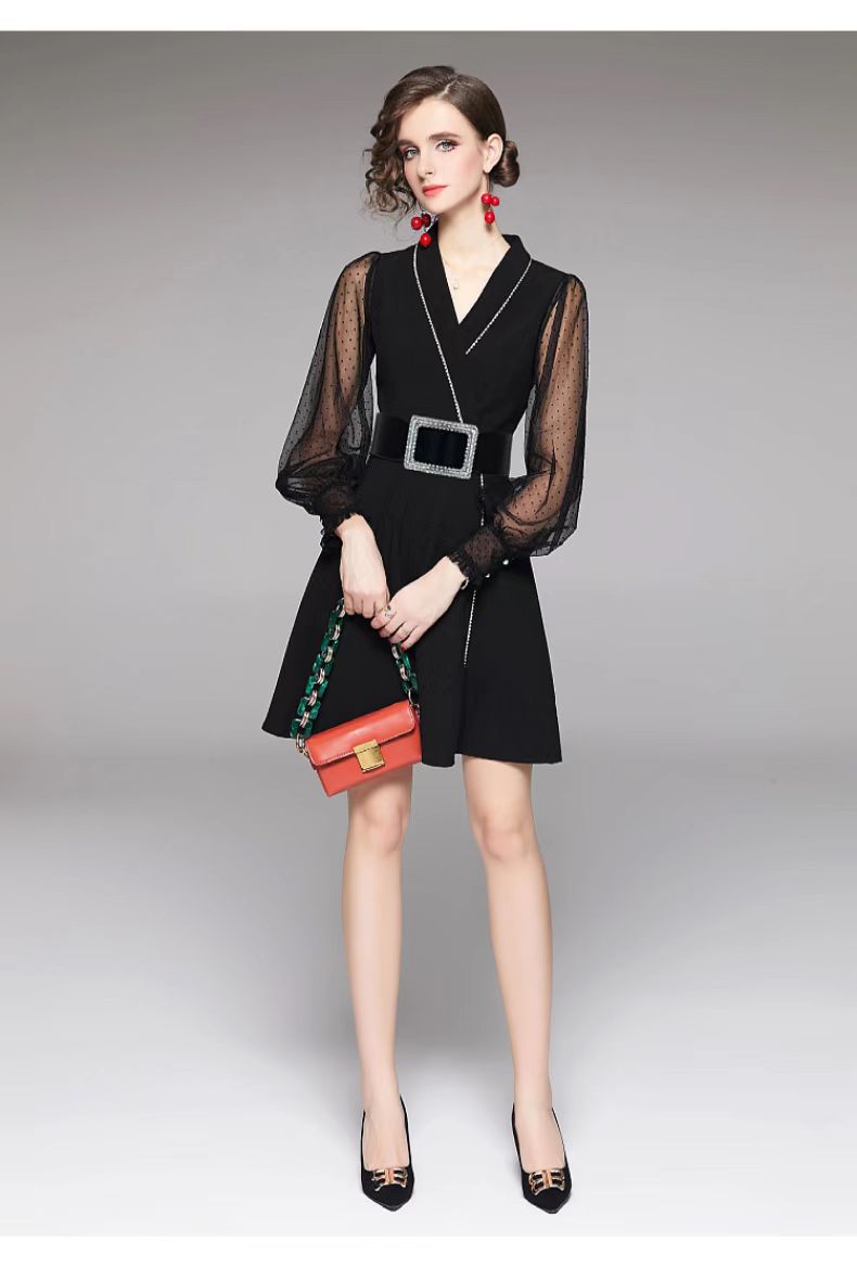 Ceinture large à boucle carrée pour manteau décoratif, insert élastique à la taille, ceinture élastique à strass pour femme, noir_voghion.com