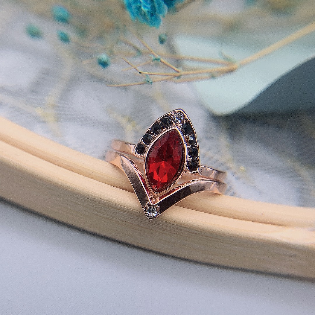 Water Droplets Pattern 1 Piece Retro Water Droplets Crystal Plating Rhinestones Women's Rings