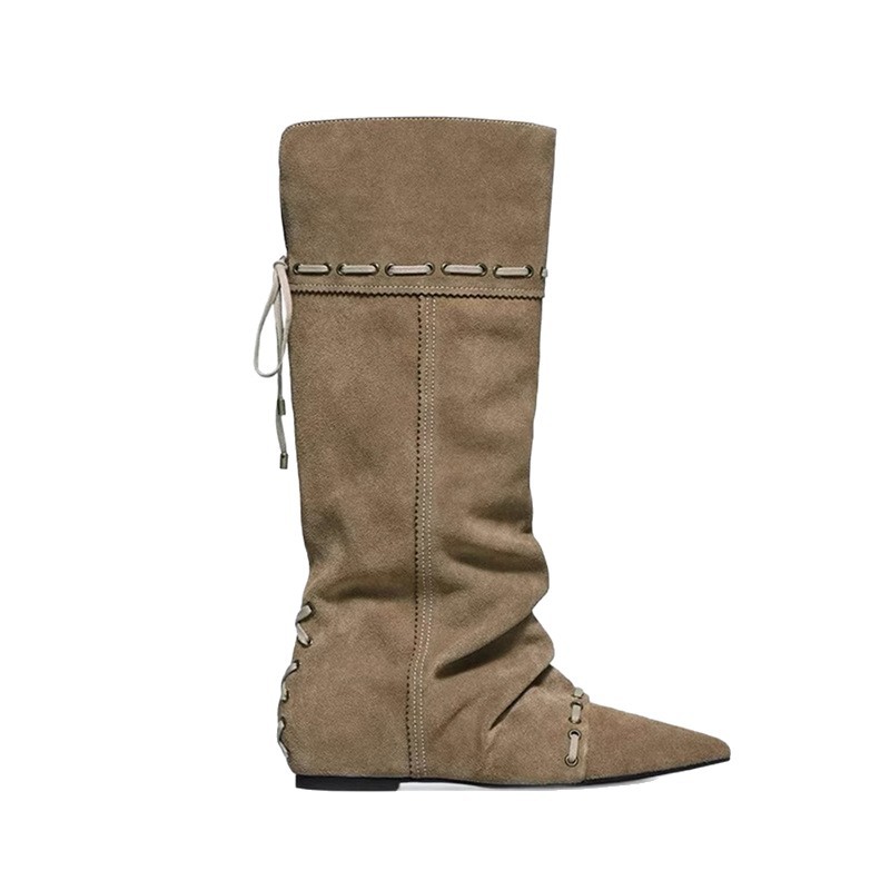 pointed-toe Flat Lace-up Trendy Melard Western Cowboy Boots 2025 Autumn/winter New Style Fashionable And Versatile Unique Lightweight_voghion.com