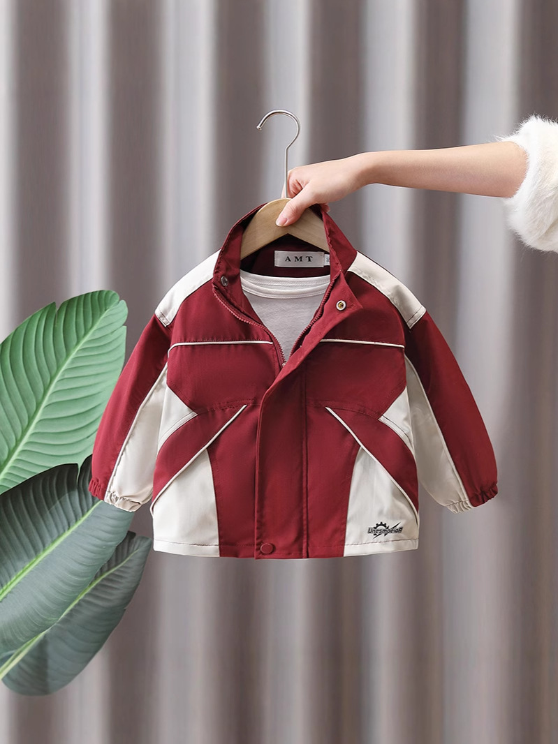7657 chaqueta cortavientos a juego de colores para niños 2025 nueva ropa de primavera y otoño ropa con capucha para niños chaqueta de moda de primavera
