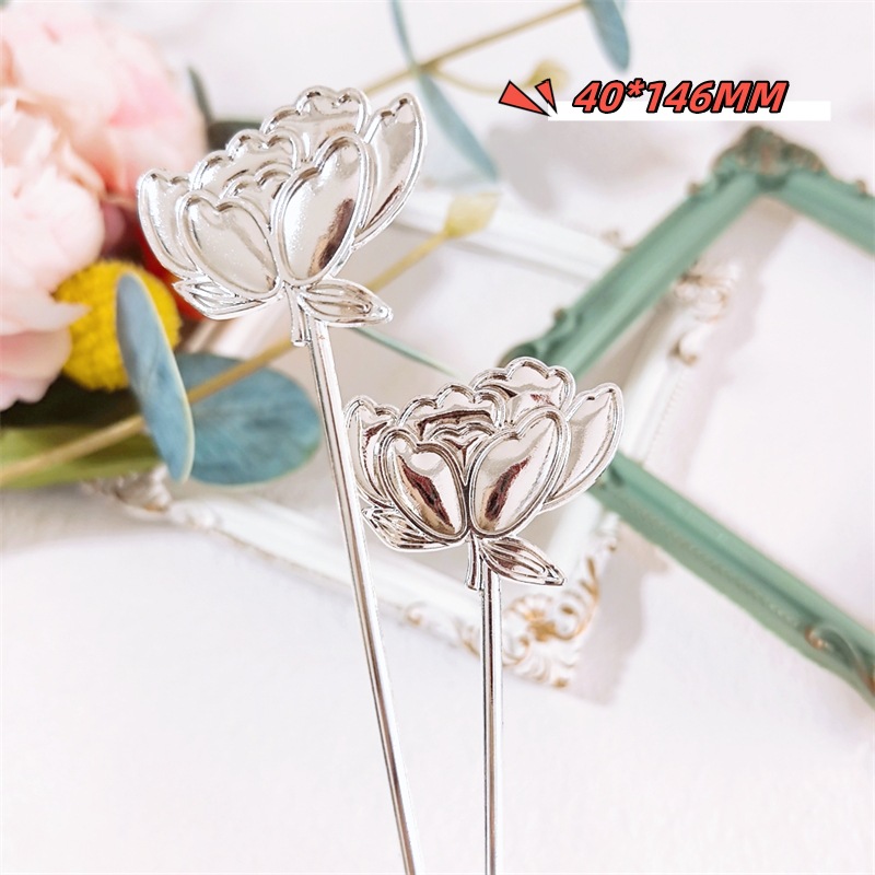 Horquilla de rosa de aleación explosiva Luotian imitación azul quemado embrión liso de bricolaje Hanfu estilo antiguo paso a paso accesorios para el cabello materiales de construcción de grupo