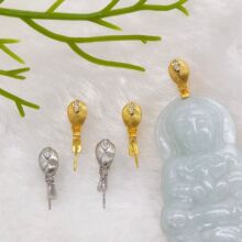 2025新款s925纯银扣头拉丝款翡翠玉石吊坠扣头观音佛公扣头长针款