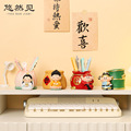 中式卡通欢喜神仙家居桌面装饰收纳摆件创意礼物儿童树脂祝福笔筒