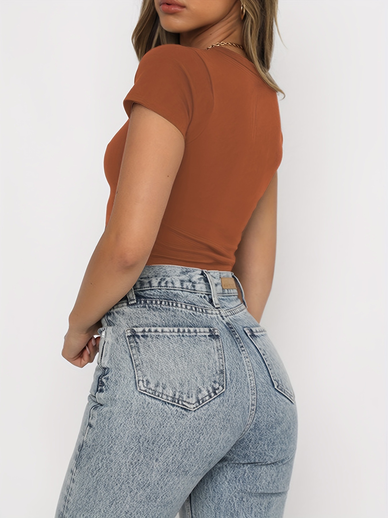 Summer, Spring Season Wholesale Women's Streetwear Solid Color Short Sleeve Patchwork T-Shirts