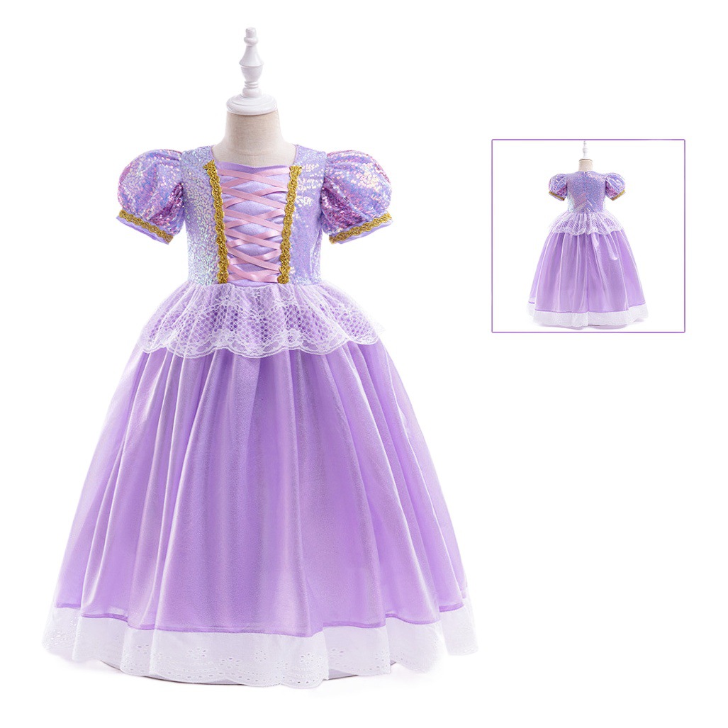 Amazon Cosplay vestido de princesa de pelo largo europeo y americano nuevo vestido de las niñas danza fiesta rendimiento ropa