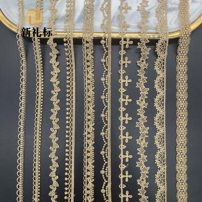 barcode gold lace clothing accessories lace underwear decoration diy bow cross water soluble embroidery lace
