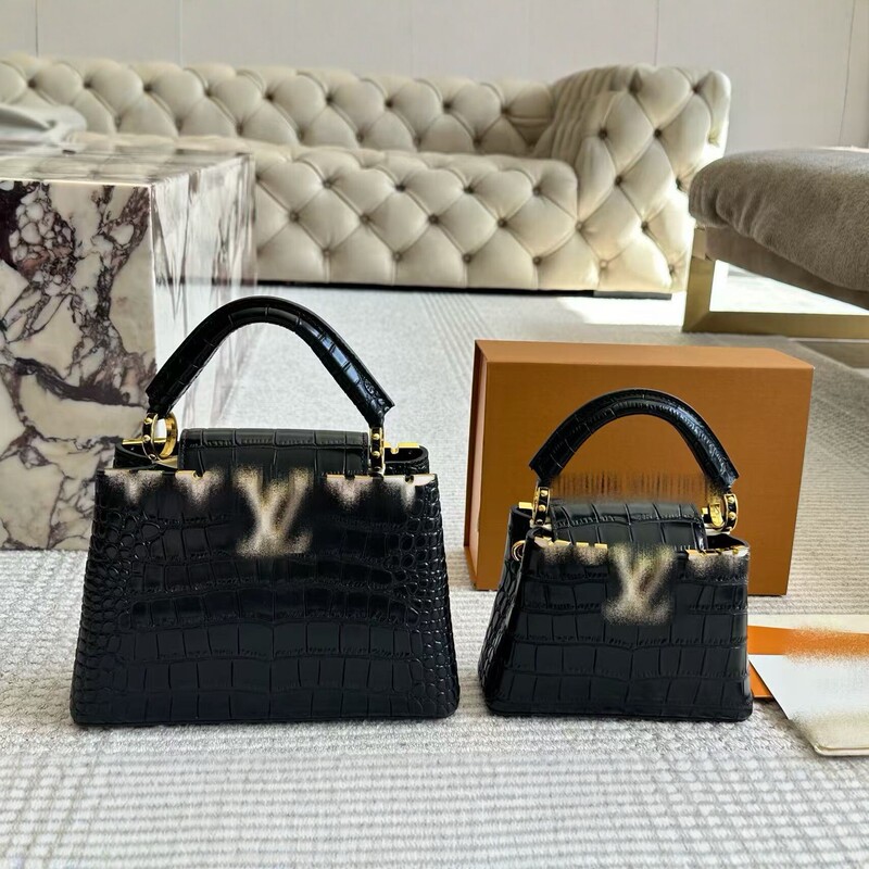 L brand Capucines luxury handbag, crocodile pattern genuine leather handbag for women, in stock L brand Capucines luxury handbag, crocodile pattern genuine leather handbag for women, in stock