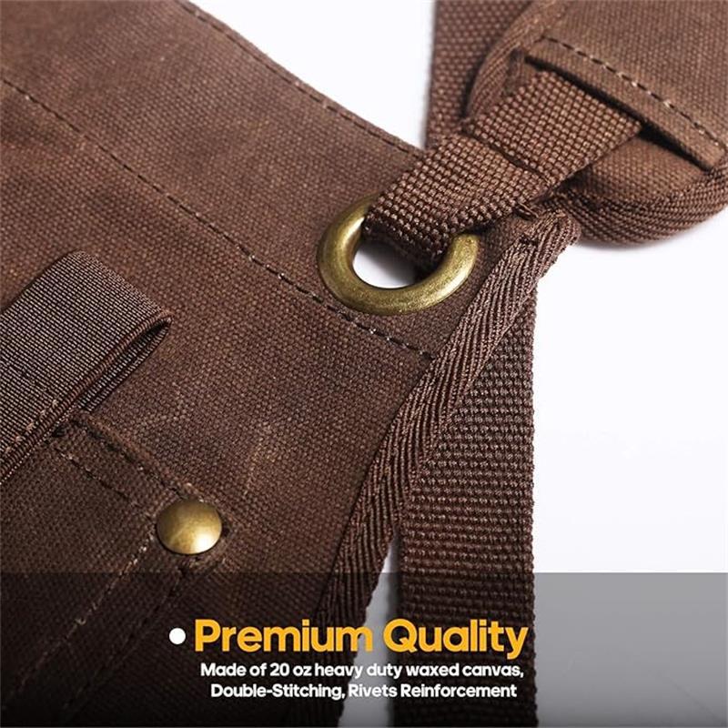 Transfronterizo Amazon delantal de lona gruesa con cinturón de imán cruzado electricista carpintería ropa de trabajo herramientas de reparación de automóviles delantal