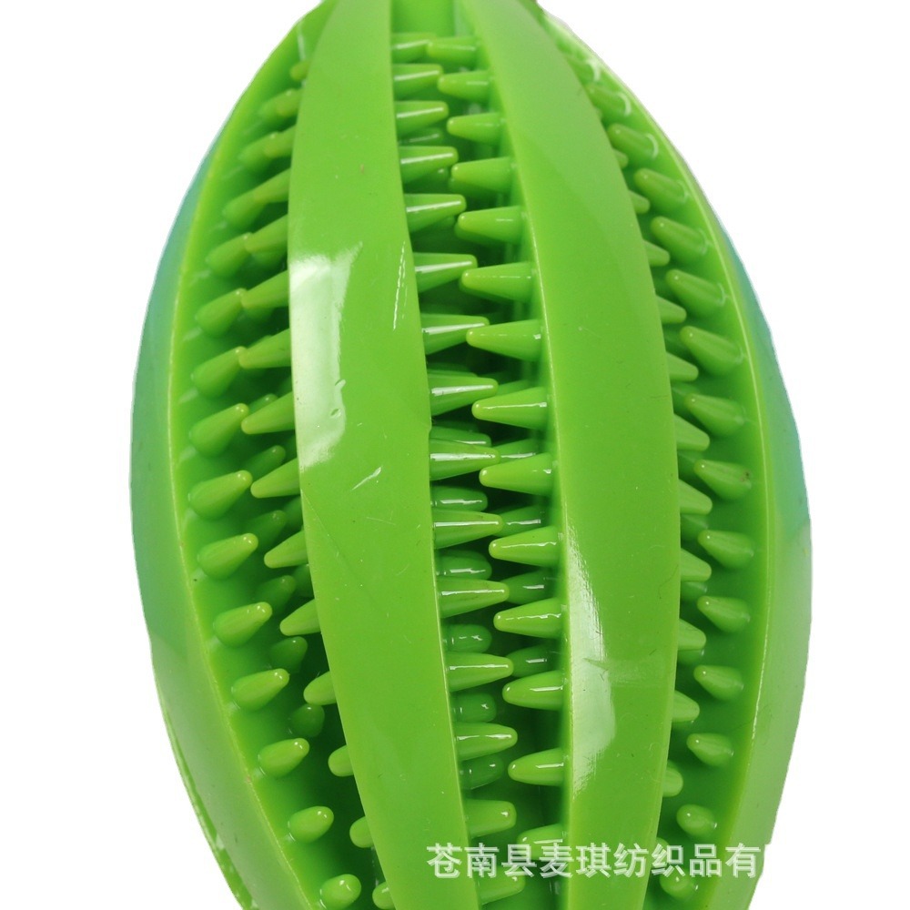 Temu juguete para perros mordedura de mascotas rugby rompecabezas molar resistente a los mordiscos TPR Bola de comida de goma suministros para mascotas