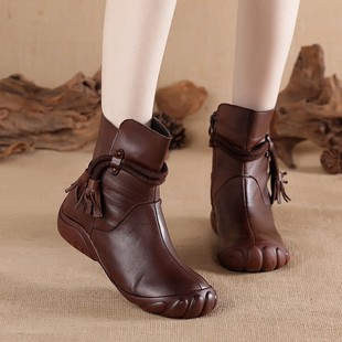 2022 New First Layer Cowhide Cowhide Women's Short Boots Casual Fashion Genuine Leather Martin Boots Comfortable Warm Women's Cotton Shoes