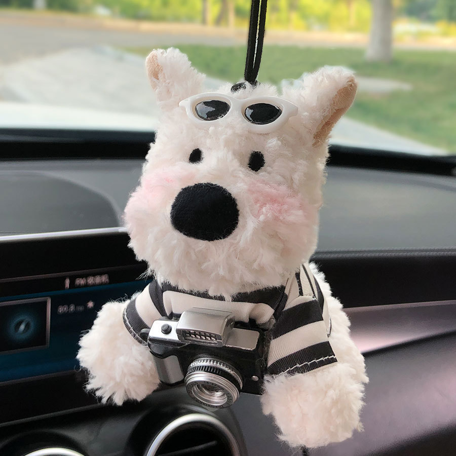 Lindo colgante de coche de West Highland garabateado cachorro amor felpa colgante de coche muñeca muñeca regalo de cumpleaños mujer