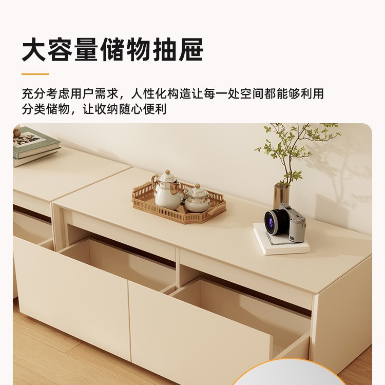 Gabinete de televisión sala de estar doméstica 2025 nuevo tipo de casa pequeña crema viento suelo almacenamiento armario de almacenamiento en un gabinete de televisión